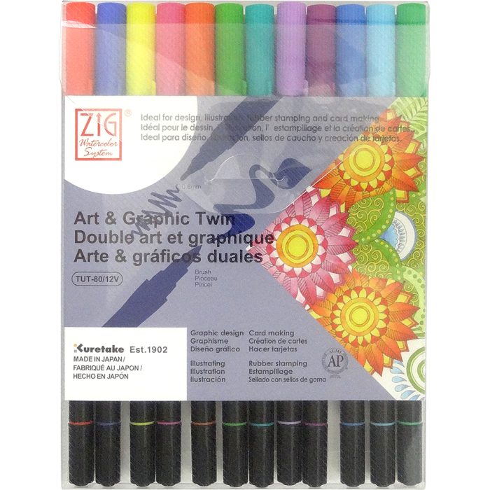 Zig Art & Graphic Twin 12 Pen Pack Vibrant Colours