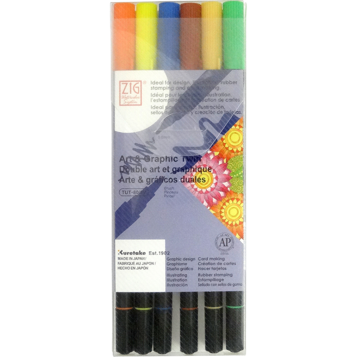 Zig Art & Graphic win 6 Pen Pack Vivid Colours