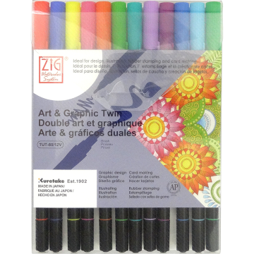 Zig Art & Graphic Twin 12 Pen Pack Vibrant Colours