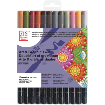 Zig Art & Graphic Twin 12 Pen Set Muted Colours