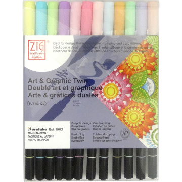 Zig Art & Graphic Twin Pen Set Pastel Colours